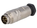 Conector BULGIN M16 8 pini 5A 60V mufă tată lipire cablu drept PXMBNI16FIM08ASC