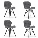 Cumpara ieftin Set 4 scaune stil scandinav, Artool, Lago, piele ecologica, lemn, gri si negru, 47.5x36x74 cm