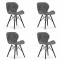 Set 4 scaune stil scandinav, Artool, Lago, piele ecologica, lemn, gri si negru, 47.5x36x74 cm