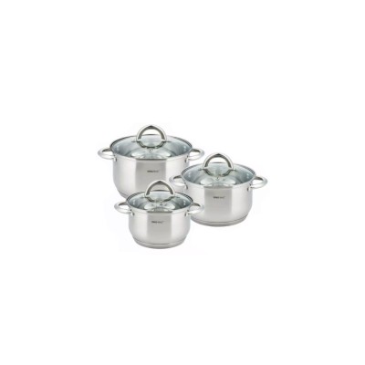 Set de 3 oale din inox cu capac sticla, dimensiuni 16cm, 18cm, 20 cm, gri, Kinghoff foto