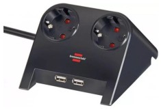 Prelungitor cu priza multipla, 2 x USB, 1.8 m, H05VV-F 3G1.5, Brennenstuhl
