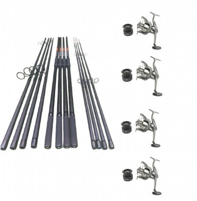 4 Lansete 3, 60 m, 3 Segm + 4 Mulinete DM 80, Tambur 8000 Metalic foto