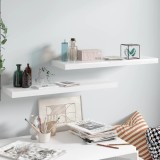 VidaXL Rafturi de perete, 2 buc., alb extralucios, 80x23,5x3,8 cm, MDF