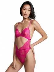 Costum Sexy, Victoria&amp;#039;s Secret, Unlined Cutout Lace Teddy, Bright Violet, Marime S foto