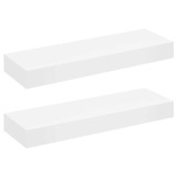 Cumpara ieftin Rafturi de perete suspendate cu sertare, 2 buc., alb, 80 cm