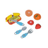 Set jucarii Tocator, fructe si tacamuri din plastic, 6 piese, Multicolor, ATU-087164, Oem