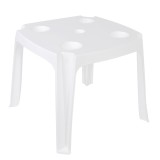 Masă pătrată din plastic alb cu suport pentru umbrele, CMCLASS
