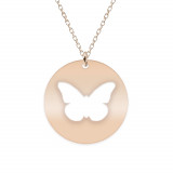 Papilio - Colier personalizat cu fluturas decupat din argint 925 placat cu aur roz- Banut
