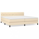 Cumpara ieftin Pat box spring cu saltea, crem, 200x200 cm, textil
