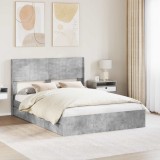 vidaXL Cadru de pat cu depozitare și tăblie Gri Beton 150 x 200 cm 3414374
