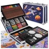 Set de pictura pentru copii &icirc;n valiza, 145 piese, model astronaut Maaleo