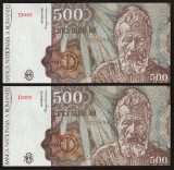 Romania, 2 consecutive 500 lei Ianuarie 1991_aUNC+_fara pliuri_D.0005_279493/494