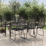 Set de servit masa pentru grădină, 7 piese, negru