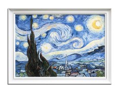 Tablou celebru inramat pictat manual, Noapte instelata, 80x60cm ulei pe panza reproducere Vincent van Gogh foto