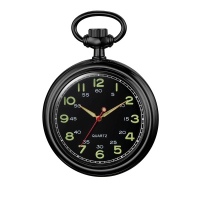 Ceas de buzunar Gorben PM001 Negru - Quartz, Afisaj cu Cifre Arabe, Cu Lant Vintage Retro foto