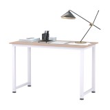 HOMCOM Masa Birou Lemn MDF Culoare Stejar si Picioare in Metal Alb | Aosom Romania