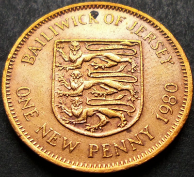 Moneda exotica 1 NEW PENNY - JERSEY, anul 1980 * cod 1030 A foto