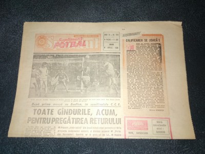 ZIARUL SPORTUL SUPLIMENT FOTBAL 8 APRILIE 1988 STEAUA BENFICA foto