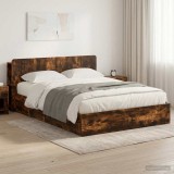 Cumpara ieftin Cadru de pat cu depozitare Stejar fumuriu 135 x 190 cm
