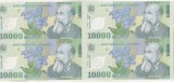 bnk bn 10000 lei 2000 Isarescu - coala de 4 ,certificat de autenticitate