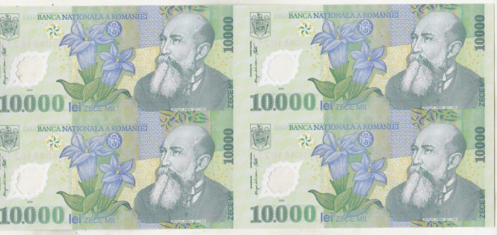 bnk bn 10000 lei 2000 Isarescu - coala de 4 ,certificat de autenticitate