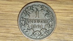 Germania state - Baden - moneda de colectie raruta - 1 Kreuzer 1861 - Frederick I - stare buna !