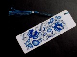 semn de carte motiv traditional alb albastru 35776