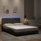 VidaXL Cadru de pat cu lumini LED, gri deschis, 140x190 cm, catifea