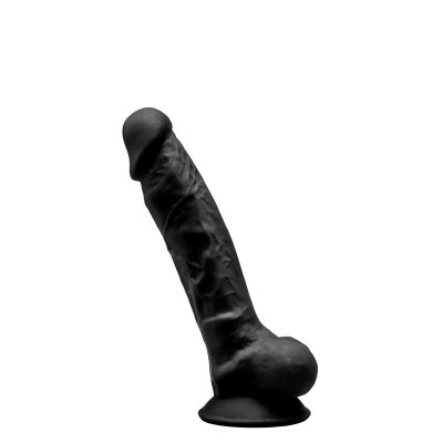 Dildo Thermo Reactive Silicon cu Memorie Dubla Densitate Negru 17.5 cm foto