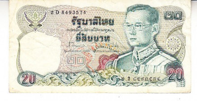 M1 - Bancnota foarte veche - Thailanda - 20 baht foto