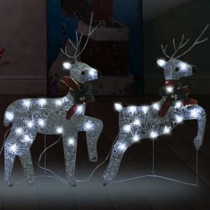 Reni de Craciun, 2 buc., argintiu, 40 LED-uri GartenMobel Dekor foto