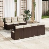 VidaXL Set de canapele pentru grădină 8 pcs Maro, Crem 55 x 55 x 37 cm