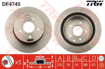 Disc frana NISSAN QASHQAI / QASHQAI +2 (J10, JJ10) (2007 - 2013) TRW DF4745 foto