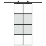 Cumpara ieftin Usa glisanta cu set feronerie neagra 90x205cm sticla securizata
