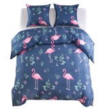 VidaXL Set husă pilotă flamingo bleumarin/roz 200x200/80x80 cm