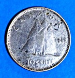 CANADA 10 CENTS CENTI 1949 ARGINT STARE BUNA, America de Nord