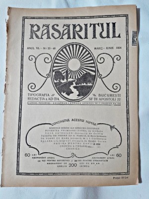 Revista Rasaritul, anul VI, nr.33-40/1924 foto