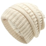 Fes dama iarna captuseala satin Linovit Store, protectie par, unisex, crosetat, elastic, culoare cream
