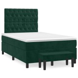 Cumpara ieftin Pat box spring cu saltea, verde inchis, 120x200 cm, catifea
