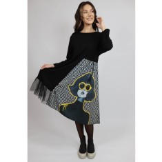 ROCHIE MIDI CU MANECA LUNGA ASIMETRICA TUL SUN DIPTYQUE TALIE UNICA Multicolora