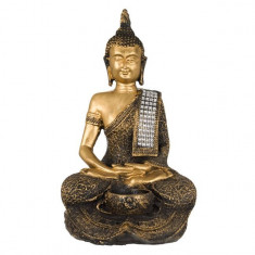 Suport cu pietricele Buddha pentru lumanare, auriu, 16x12x29 cm foto