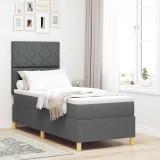 VidaXL Pat cu arcuri cu saltea și LED gri &icirc;nchis 80x200 cm țesătură