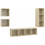 Cumpara ieftin Set de dulapuri TV, 4 piese, stejar sonoma, lemn prelucrat