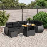 vidaXL Set mobilier de grădină cu perne, 8 piese, negru, poliratan 3275820