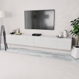 VidaXL Comode TV, 2 buc, PAL, 120x40x34 cm, alb extralucios