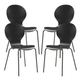 Set 4 scaune dining Etne negre, stivuibile, din lemn si metal