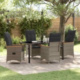 VidaXL Set de masă pentru grădină cu pernă 5 pcs Gri Rattan poli 3379621