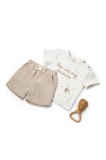 Cumpara ieftin Set tricou cu pantaloni scurti TeddyBear, 100% bumbac organic, BabyCosy (Marime: 3-6 Luni)