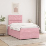 Cumpara ieftin Pat cu arcuri LED si saltea Roz 120 x 200 cm Catifea