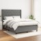 vidaXL Pat box spring cu saltea, gri &icirc;nchis, 140x190 cm, textil 3131666